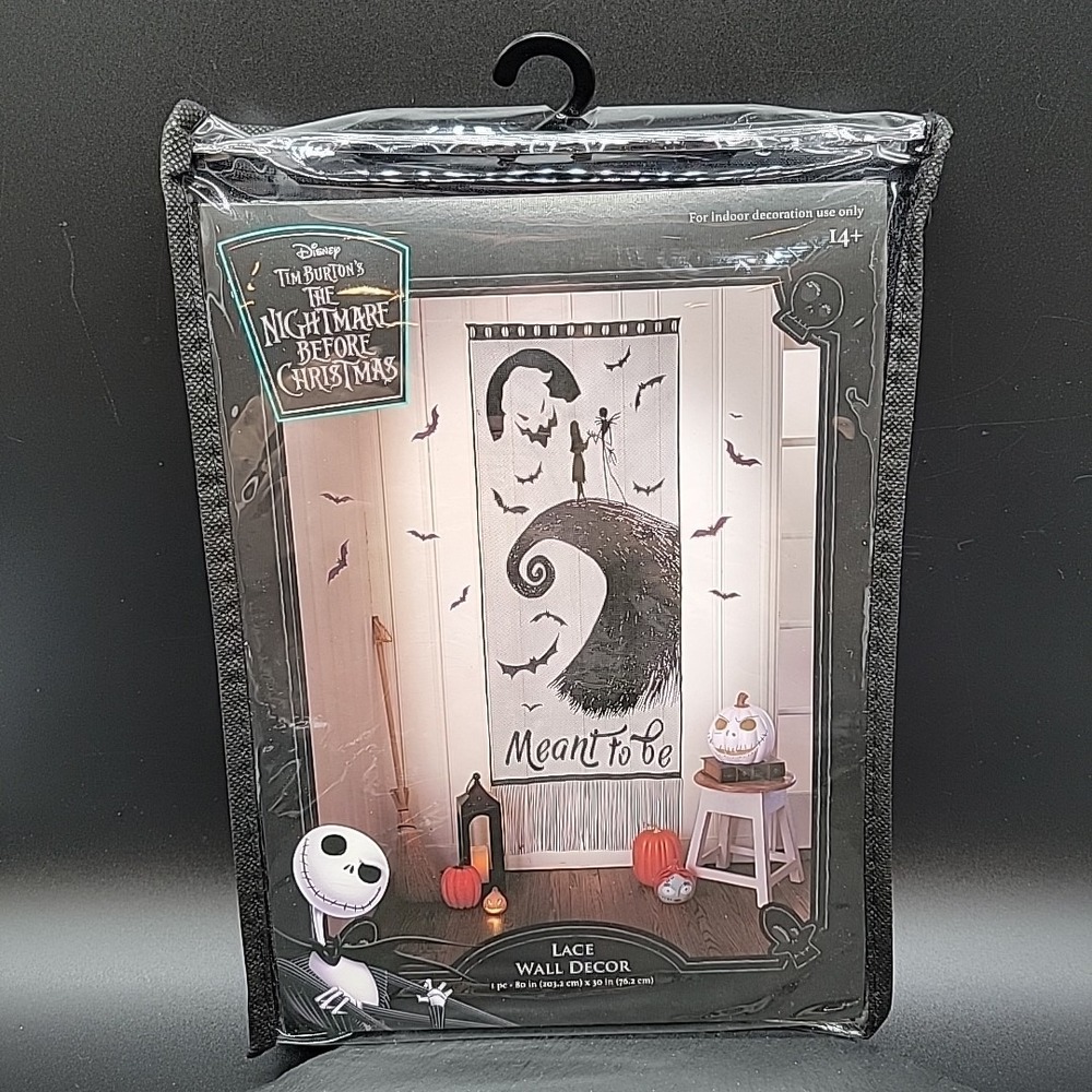 Meant To Be Nightmare Before Christmas Lace Wall Decor Jack Halloween 80x30"